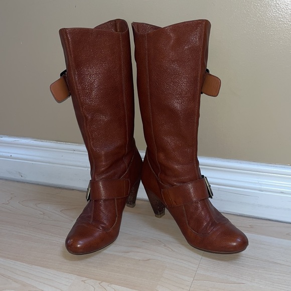 BCBG Girls Cognac Leather Heel Boots - Picture 2 of 10